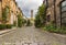 The beautiful picturesque cobbled street of Circus Lane, only a couple of minutes walk away from Edinburgh City center, Scotland