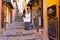 Beautiful picturesque and colorful old town street in Bellagio city, Como lake, Italy