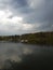 beautiful picturesque lake boats and trees in the Moscow park