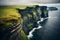 Beautiful picturesque rocky coast from a bird\\\'s eye view. Generative AI