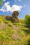 beautiful picturesque rocky outlier of Sualtash in the Orenburg region against the sky