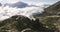 Beautiful picturesque view of tourist standing on edge of mountain with fascinating view