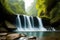 Beautiful Picturesque Waterfall and surrounding green trees wallpaper, background