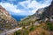 Beautiful picturesque winding road of Spain summer coast and Mediterranean sea with tunnel