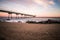 Beautiful pier on Badalona Beach near Barcelona, Spain