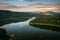 Beautiful Pilchowickie lake at sunset, Lower Silesia. Poland