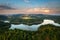 Beautiful Pilchowickie lake at sunset, Lower Silesia. Poland