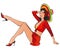 Beautiful Pin-Up Girl Wearing a Sombrero