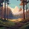 beautiful pine forest nature landscape background