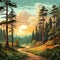 beautiful pine forest nature landscape background