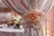 Beautiful pink curtains in the wedding banquet room
