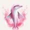 A beautiful pink dolphin with pink angel wings generative AI