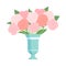 Beautiful Pink Flowers in Vase, Bouquet of Blooming Flowers for Interior Decoration Vector Illustration