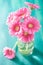 Beautiful pink gerbera flowers bouquet in vase