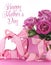 Beautiful pink gift and roses on pink and white background with sample text and copy space for your text here for Mothers Day