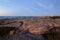 Beautiful Pink Granite rocks and crevasses at sunset on Cadillac