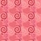 Beautiful pink hearts with floral decoration in seamless pattern tile