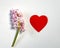 beautiful pink hyacinth flower and heart, happy holidays, spring
