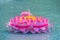 Beautiful pink kratong is floating on the water. Conccept for lo