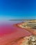 Beautiful pink lakes with salt water for treatment