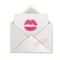 Beautiful pink lipstick kiss on love letter.