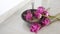 Beautiful Pink Lotus Flower Garlands close-up. Beauty, Wellness, Spa Relaxation and aromatherapy