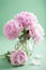 Beautiful pink peony flowers bouquet in vase