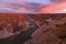 A beautiful pink sunset landscape view of the Augrabies Falls Gorge
