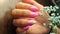 Beautiful pink unicorn acrylic gel polish nails manicure video