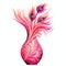 beautiful pink vase with peacocks feather clipart illustration