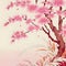 beautiful pink and white landscape in Japanese (Chinese) national style, beautiful painting