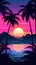 a beautiful pixel inspired sunset phone screen illustration, ai generated image