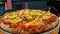Beautiful Pizza yellow peppers line on Deluxe everything pie yummy delish