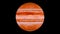 Beautiful planet of Jupiter animation. Jupiter is rotating. Milky Way galaxy`s giant planet of Jupiter.