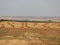 Beautiful plateau field Spain harvests straw bales summer heat