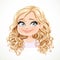 Beautiful pleased cartoon blond girl with magnificent curly hair portrait