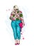 Beautiful plus size girl in stylish clothes. Woman in shirt, trousers and shoes. Fashionable accessories.