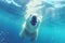Beautiful Polar Bear Swimming Underwater, Creating a Serene Copy Space with its Majestic Presence