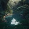 Beautiful pond in the jungle of Asia. AI generative