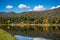 Beautiful Pondage and reflections at Mount Beauty, Victoria, Australia in autumn. The Mount Beauty Regulating Pondage is part of