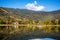 Beautiful Pondage and reflections at Mount Beauty, Victoria, Australia in autumn. The Mount Beauty Regulating Pondage is part of