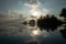 Beautiful poolside and sunset sky. Luxurious tropical beach landscape and water reflection