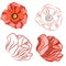Beautiful poppy flowers. Spray paint. Freehand drawing in Vintage style, vector illustration