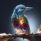 Beautiful portrait mythical glass bird. Generative AI.