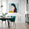 Beautiful portrait paintings in a home setting - ai generated image