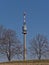 Beautiful portrait view of popular Donauturm (Danube Tower) in Donaustadt in the north of Vienna, Austrie.