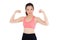 Beautiful portrait young asian woman wear sport clothes have strong and muscle with health