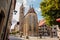 Beautiful postcard day view of St. Jakob or St. James Church or St. Jakob Kirche, Rothenburg ob der Tauber, Germany