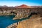 Beautiful postcard landscape view of Los Hervideros cliffs among colorful volcanic terrain in Lanzarote, Canary Islands