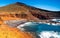 Beautiful postcard view on El Golfo beach in Lanzarote, Canary Islands, Spain